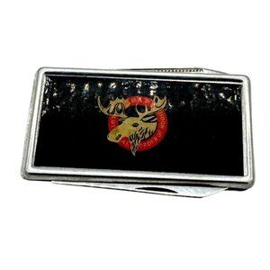 VTG BARLOW CUTLERY JAPAN B60 MONEY CLIP 2 BLADE KNIFE COMBO LOYAL ORDER OF MOOSE